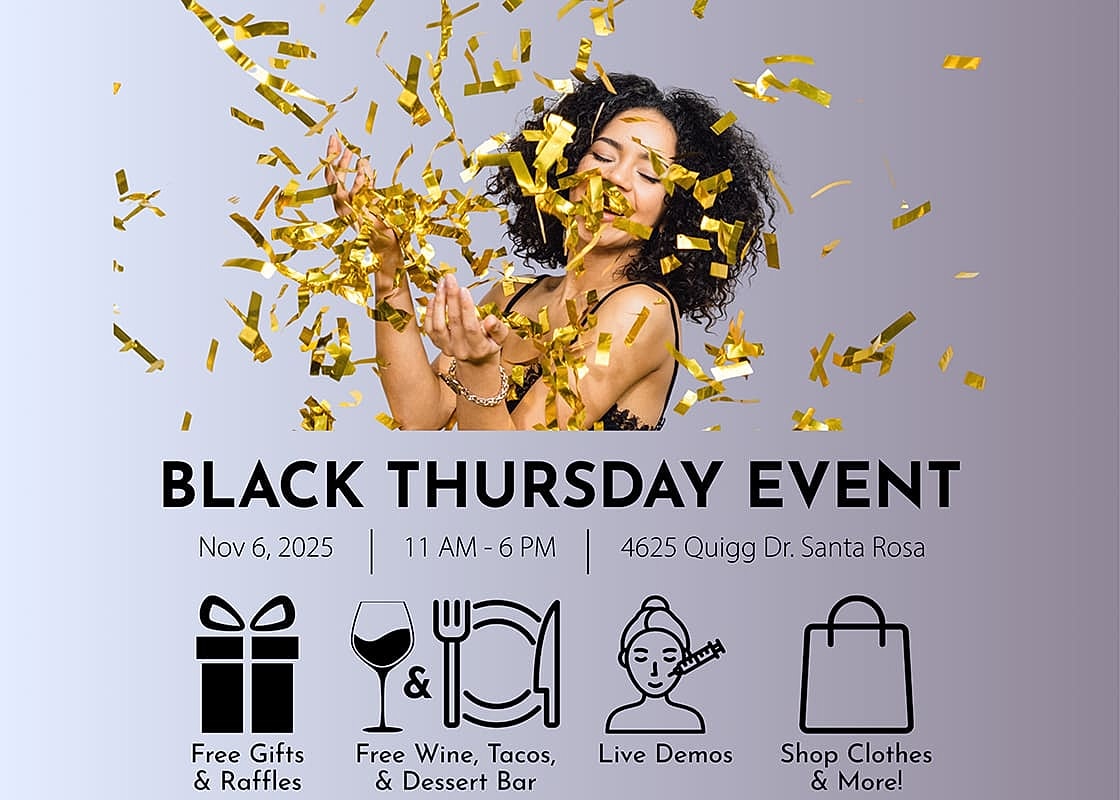 Black Thursday event with confetti and excitement.